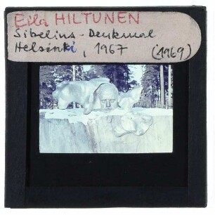 Helsinki, Hiltunen, Sibeliusdenkmal : Detailansicht Portrait Sibelius
