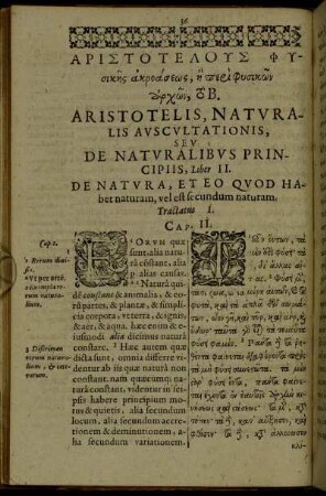 [...] Aristotelis, Naturalis Auscultationis, Seu De Naturalibus Principiis, Liber II.