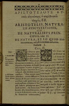 [...] Aristotelis, Naturalis Auscultationis, Seu De Naturalibus Principiis, Liber II.