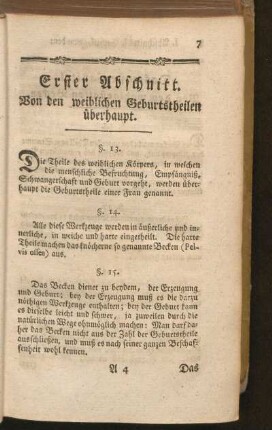 Erster Abschnitt. Von den weiblichen Geburtstheilen überhaupt