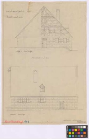 Krottenbach (Nürnberg): Bauernhaus. Haupthaus (Ost-Giebel-Ansicht, Nord-Seiten-Ansicht)