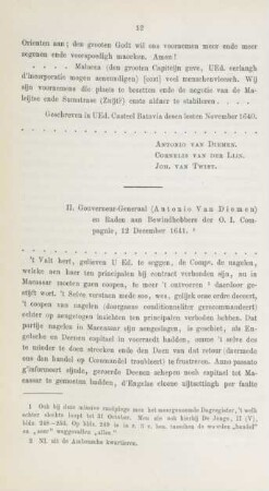 II. Gouverneur-Generaal (Antonio Van Diemen) en Raden ..., 12 December 1641