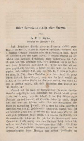 701-724 Ueber Tertullian's Schrift wider Praxeas
