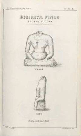 Plate K. Sîgiriyam finds. Sedent Buddha. Front. Side