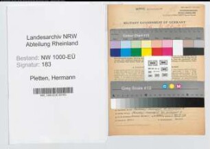 Entnazifizierung Hermann Pletten, geb. 26.07.1905 (Verm.Techniker)