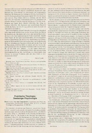 Praktische Theologie: Seelsorge/Psychologie