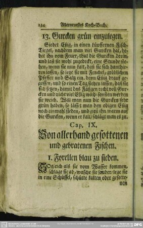 Cap. IX. Von allerhand gesottenen und gebratenen Fischen