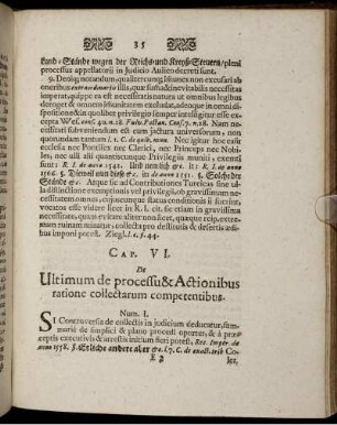 Cap. VI. De Ultimum de processu & Actionibus ratione collectarum competentibus.