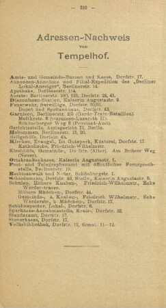 Adressen-Nachweis von Tempelhof