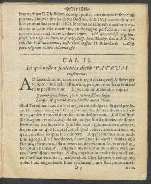 Cap. II. In quo nostra sententia dictis Patrum confirmatur
