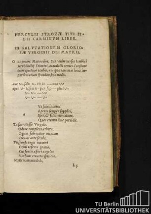 Herculis Strozae Titi Filii Carminum Liber.