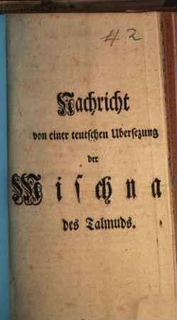 Mischnah, oder der Text des Talmuds
