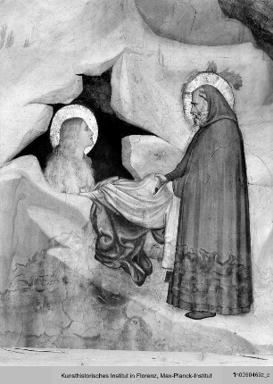 Magdalena empfängt das Gewand - Magdalenenzyklus: Zosimus reicht der Büßerin ein Gewand