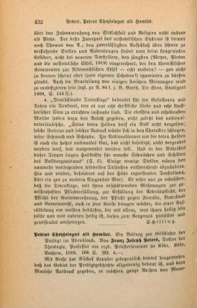 432-433 [Rezension] Peters, Franz Joseph, Petrus Chrysologus als Homilet