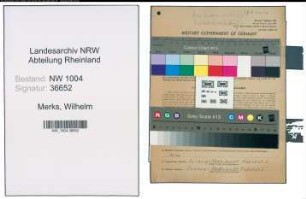 Entnazifizierung Wilhelm Merks , geb. 23.11.1904 (Geschaeftsinhaber)
