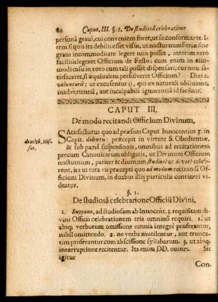 Caput III. De modo recitandi Officium Divinum.