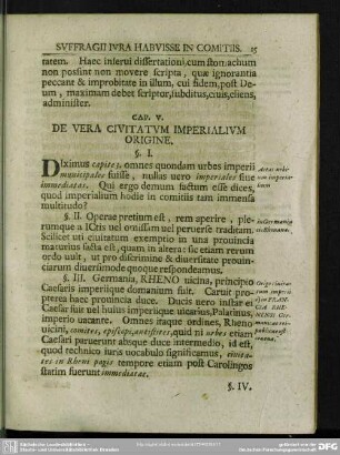 Cap. V. De Vera Civitatum Imperialium Origine