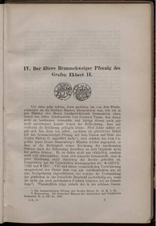 IV. Der ältere Braunschweiger Pfennig des Grafen Ekbert II.