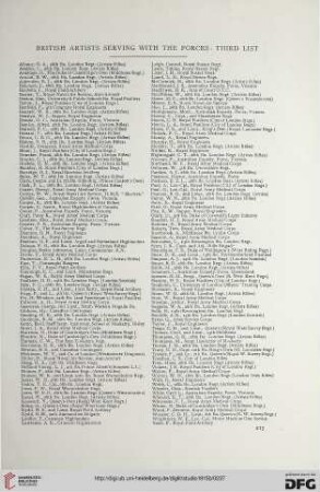 British artists serving with the forces: third list