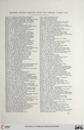 British artists serving with the forces: third list