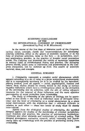 65-268, Scientific conclusions of the VII International Congress of Criminology
