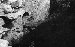 Klipphausen-Lampersdorf. Kirstenmühle, Ruine der Radstube mit Mühlradwelle