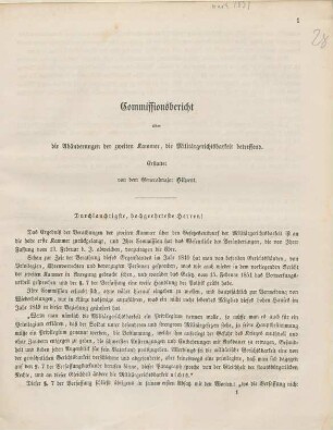 Commissionsbericht über die Abänderungen der zweiten Kammer, die Militärgerichtsbarkeit betreffend