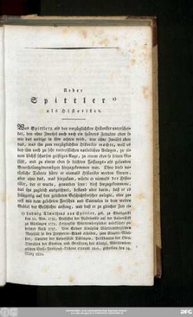 Ueber Spittler als Historiker.