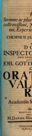 Ut viri Summe ... Reverendi ... Joh. Gottlieb Hermanni orationem valedictoriam ... d. Apr. III. benevole audire ne graventur ... rogat Daniel Müller : [Inest brevis historia Scholae Chemnicensis]