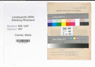 Entnazifizierung Maria Cramer , geb. 17.01.1913 (Angestellte)
