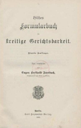 Theil 2: Hilses Formularbuch für streitige Gerichtsbarkeit