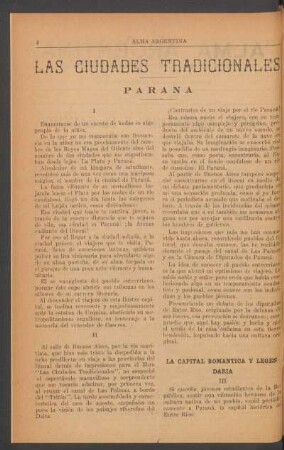 Las ciudades tradicionales: Paraná - [Continuación]