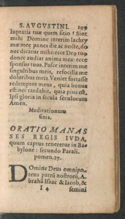 Oratio Manasses Regis Iuda, quum captus teneretur in Babylone ...
