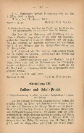 Abtheilung III. Cultus- und Schul-Polizei.