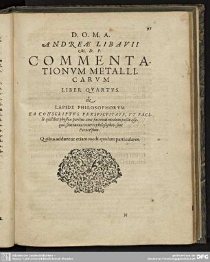 Liber Quartus. De Lapide Philosophorum.
