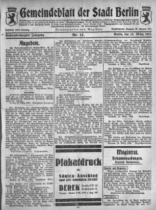 1925,11: Nr. 11, 15. März 1925