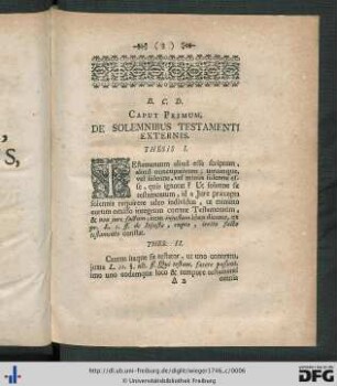 Caput Primum, De Solemnibus Testamenti Externis.