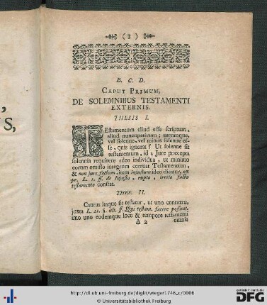Caput Primum, De Solemnibus Testamenti Externis.