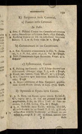131-146, E) Scriptores iuris Canonici.