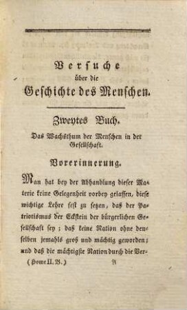 Versuche über die Geschichte des Menschen : Aus dem Englischen übersetzt. 2.