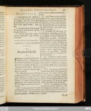 Thesis Tricesima Sexta, De Prophetiâ Christi.