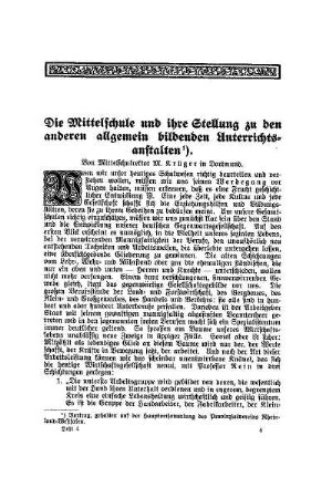 Die Mittelschule und ihre Stellung zu den anderen allgemein bildenden Unterrichtsanstalten