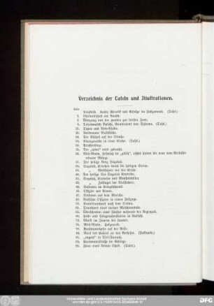 Verzeichnis der Tafeln und Illustrationen.