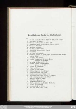 Verzeichnis der Tafeln und Illustrationen.