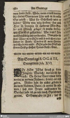 Am Sonntage Rogate, Evangelium Joh. XVI