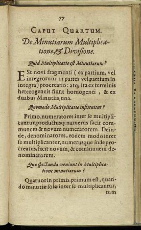 Caput Quartum. De Minutiarum Multiplicatione, & Divisione.