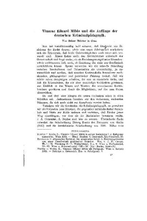 Vinzenz Eduard Milde und die Anfänge der deutschen Kriminalpädagogik