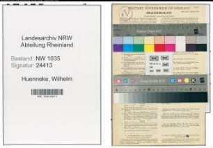 Entnazifizierung Wilhelm Huenneke , geb. 11.11.1900 (Bauingenieur)