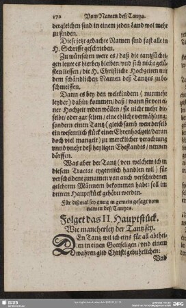 Folget das II. Hauptstück. Wie mancherley der Tantz sey