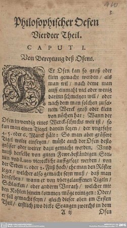 CAPUT I. Von Bereytung deß Ofens.